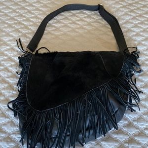 Black Fringe Women's saddle bag